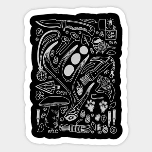 "Hunter's Treasures" Forest Camping Nature Doodles Sticker